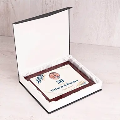Placa conmemorativa personalizada de caoba - Vista 4